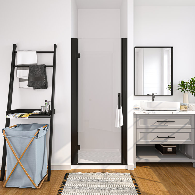 32'' Matte Black Frameless Pivot Shower Door with Clear Glass