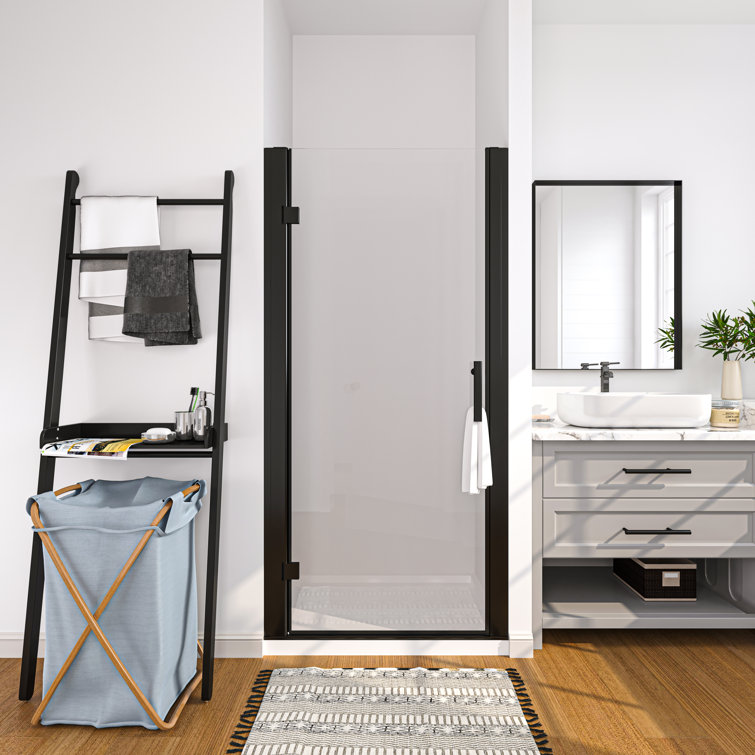 36'' x 72'' Frameless Clear Glass Pivot Shower Door in Matte Black