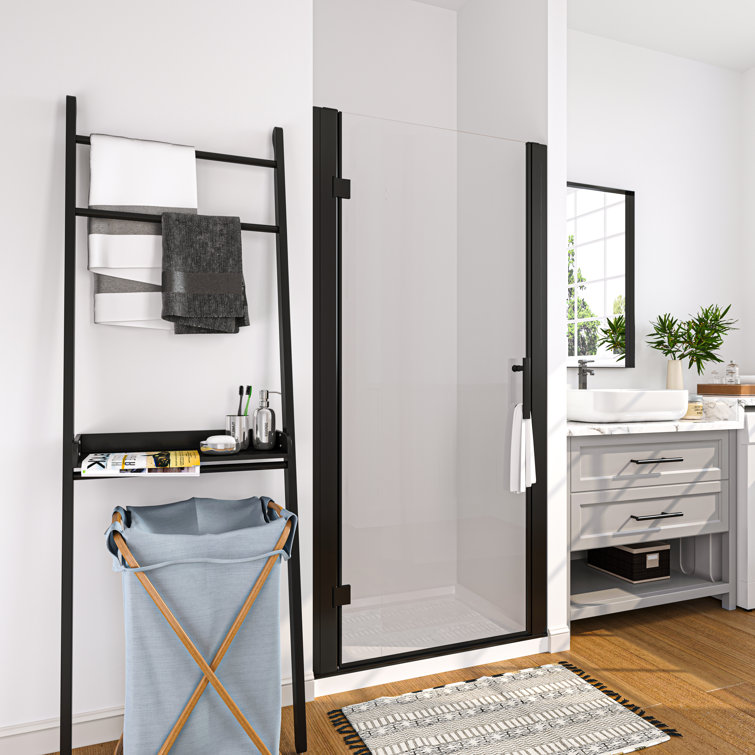 36'' x 72'' Frameless Clear Glass Pivot Shower Door in Matte Black