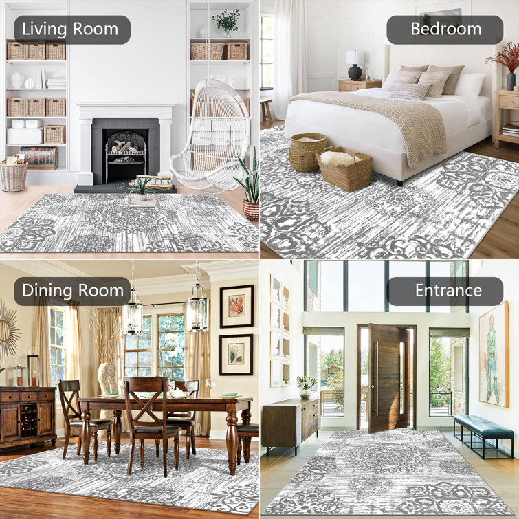 Light Gray 9' x 12' Tufted Oriental Cotton Area Rug