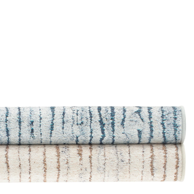 Oatmeal and Beige Synthetic Washable Rectangular Rug, 4' x 6'
