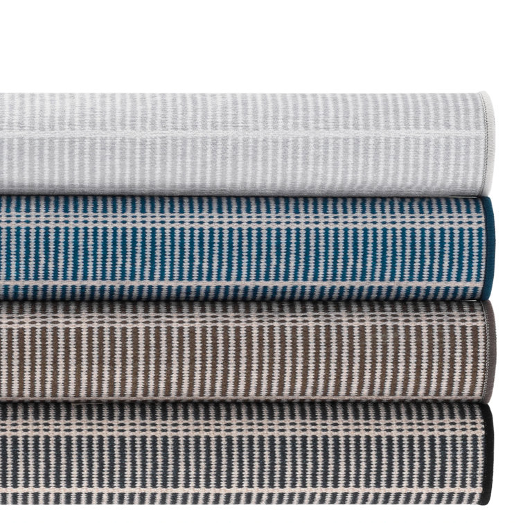 Samson Gray Striped Machine Washable Synthetic Rug 2' x 3'