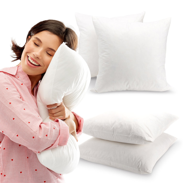18" x 18" White Cotton Feather Down Pillow Inserts - Set of 2