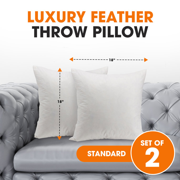 18" x 18" White Cotton Feather Down Pillow Inserts - Set of 2