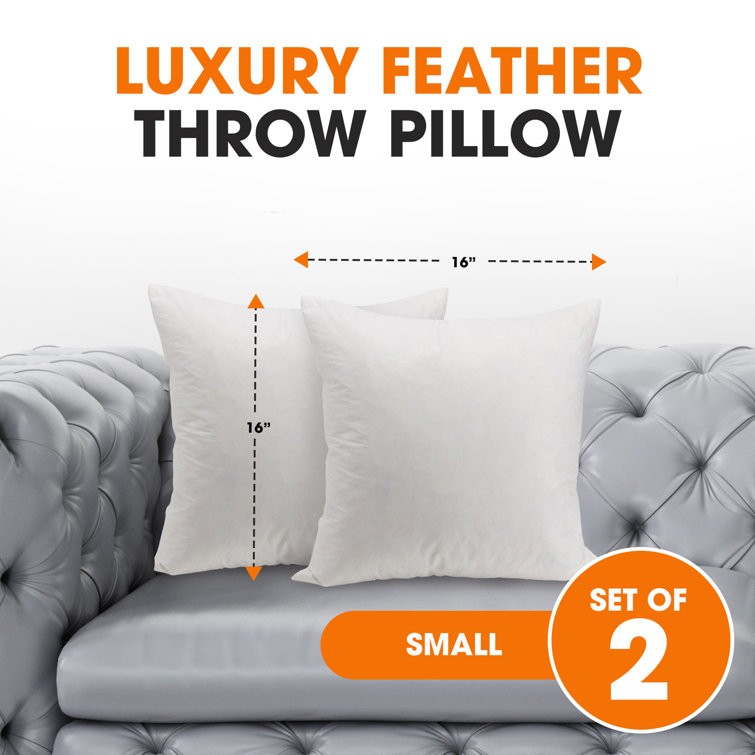 16" x 16" White Cotton Feather Down Pillow Inserts - Set of 2
