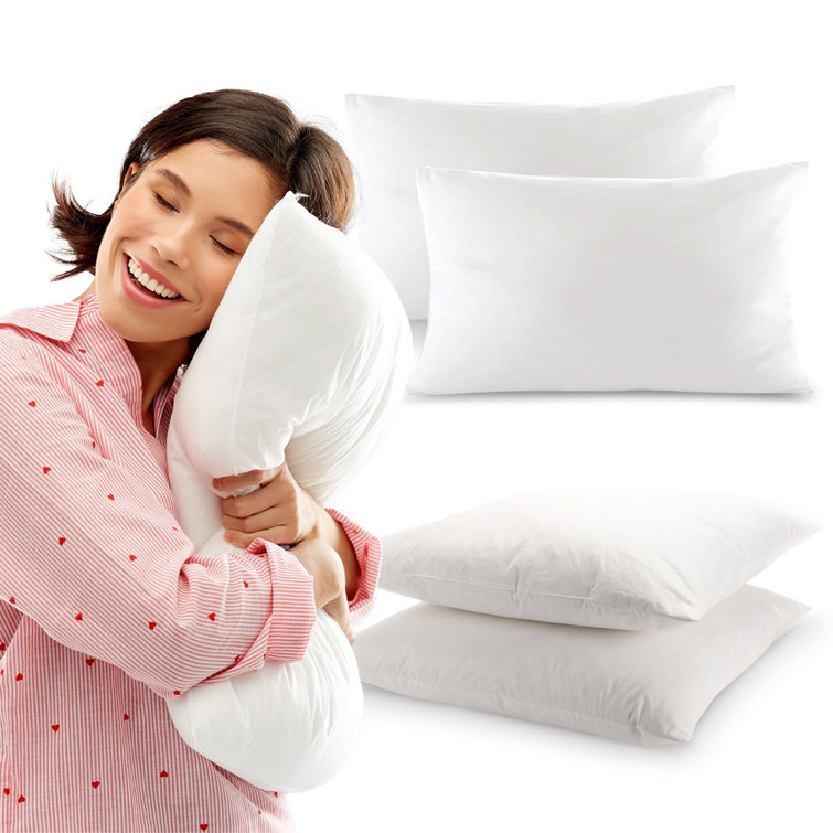 Cheer Collection 26" White Cotton Feather Down Pillow Inserts, Set of 2