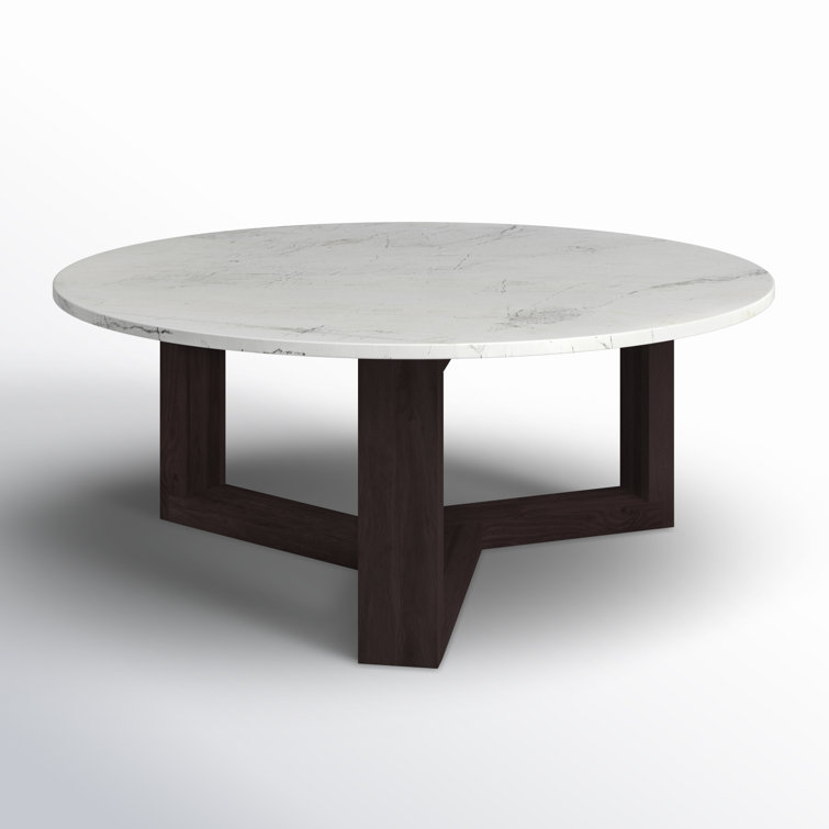 Contemporary Charcoal Grey & White Round Wood Coffee Table