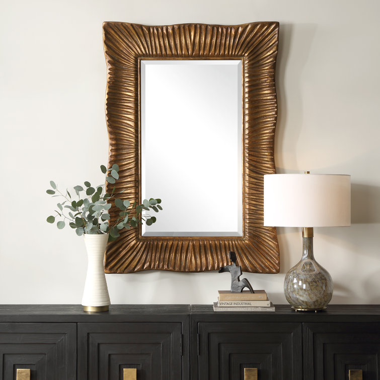 Antique Gold Iron Framed Bathroom Vanity Mirror