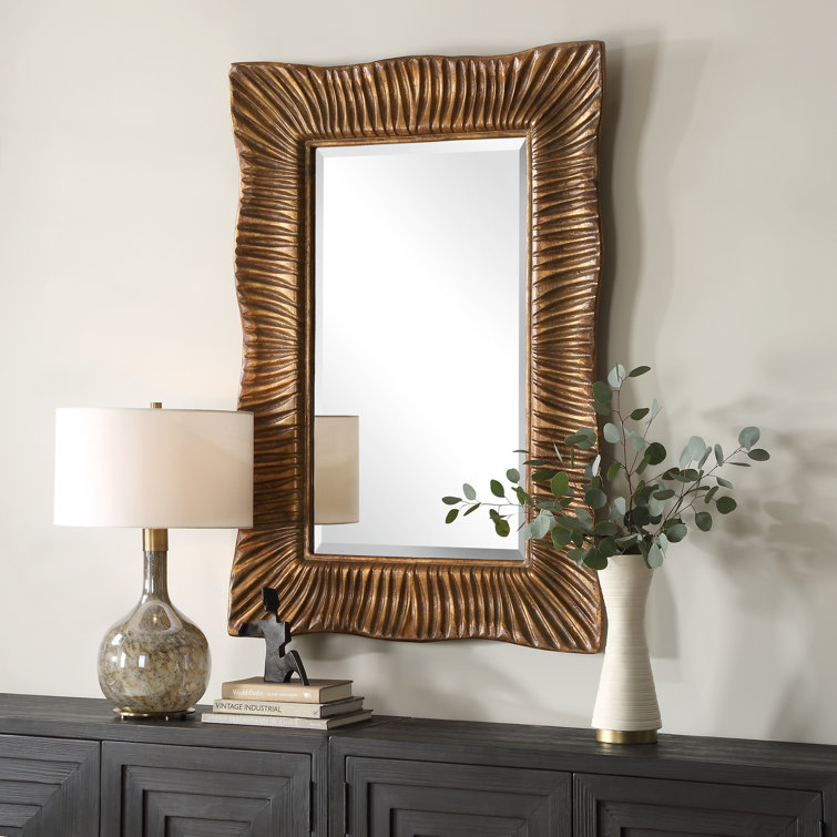 Antique Gold Iron Framed Bathroom Vanity Mirror