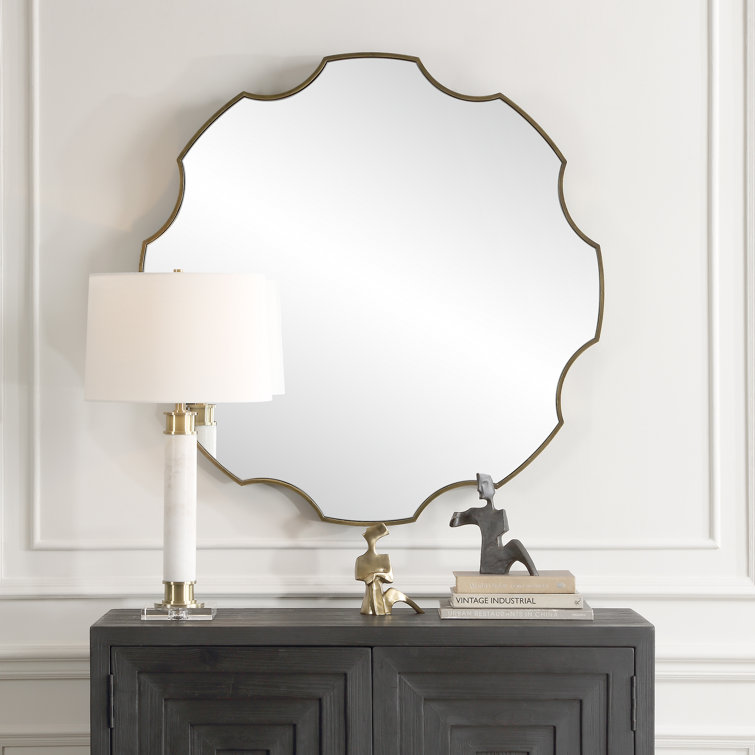 Antiqued Bronze Iron Framed Gear-Shaped Mirror