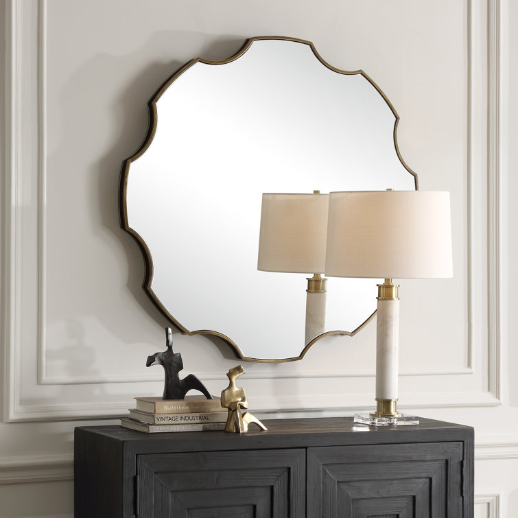 Antiqued Bronze Iron Framed Gear-Shaped Mirror