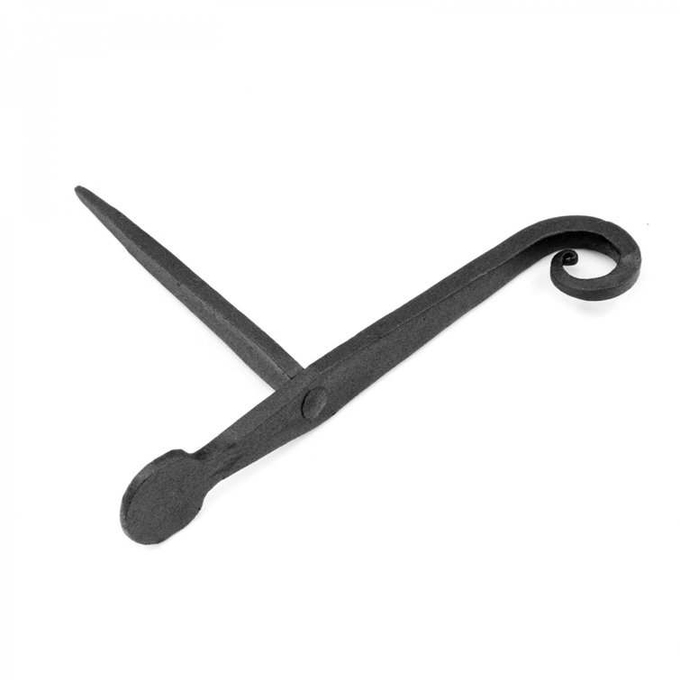 Black Shutter Dog Holders 7" L Wrought Iron Rat Tail Shaped Masonry Mount (Set of 2)