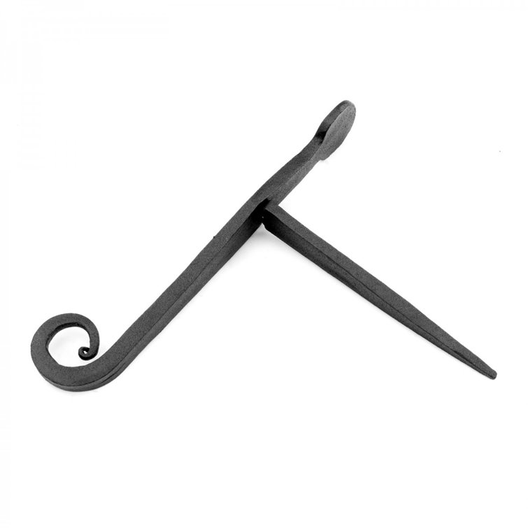 Black Shutter Dog Holders 7" L Wrought Iron Rat Tail Shaped Masonry Mount (Set of 2)