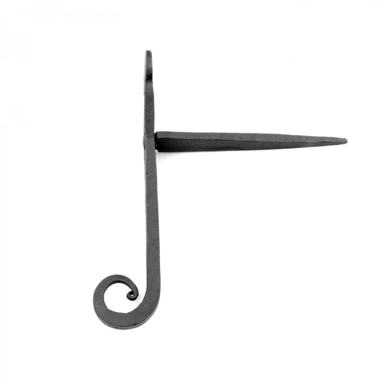 Black Shutter Dog Holders 7" L Wrought Iron Rat Tail Shaped Masonry Mount (Set of 2)