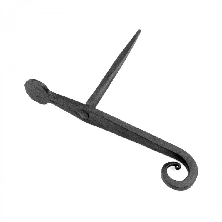 Black Shutter Dog Holders 7" L Wrought Iron Rat Tail Shaped Masonry Mount (Set of 2)