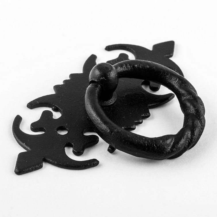 Black Wrought Iron Traditional Ring Pull Handles, Pack of 2