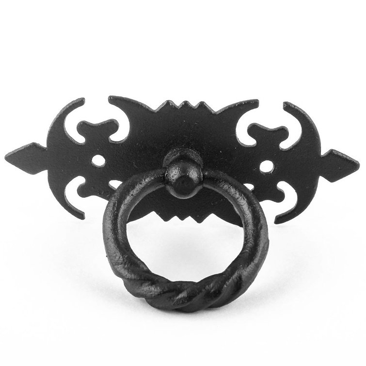 Black Wrought Iron Traditional Ring Pull Handles, Pack of 2