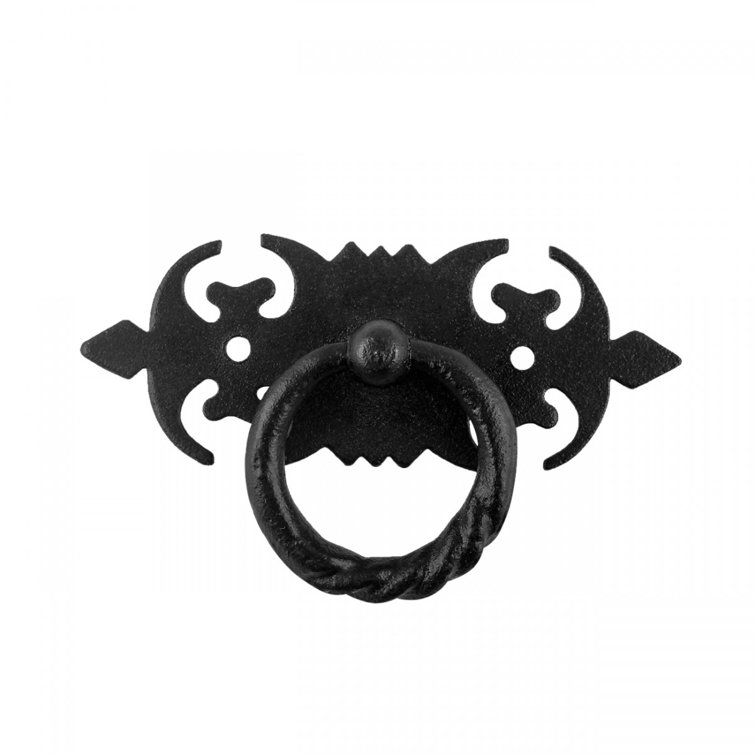 Black Wrought Iron Traditional Ring Pull Handles, Pack of 2