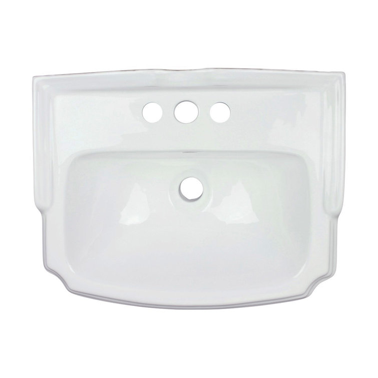 White Ceramic Wall-Mount Bathroom Sink with Overflow