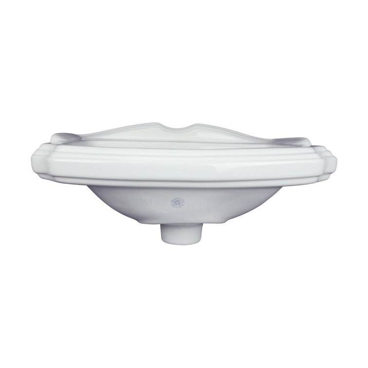 White Ceramic Wall-Mount Bathroom Sink with Overflow