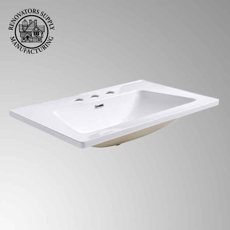 Lydia 31.5'' White Porcelain Rectangular Drop-In Bathroom Sink