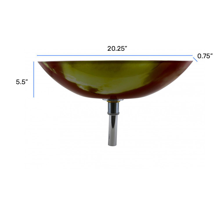 Sunset Oval Tempered Glass Vessel Sink with Drain