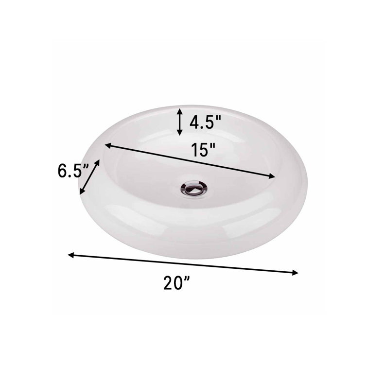 20'' White Ceramic Round Countertop Bathroom Vessel Sink