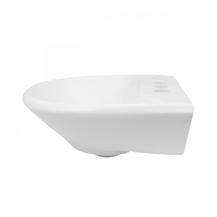Ondine 16'' White Ceramic Wall-Mount Bathroom Sink with Overflow