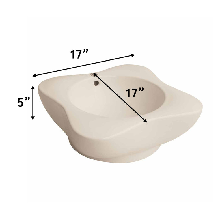 Bone Glazed Ceramic Above-Counter Vessel Sink with Overflow