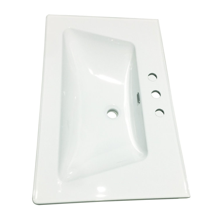 Lydia 31.5'' White Porcelain Rectangular Drop-In Bathroom Sink