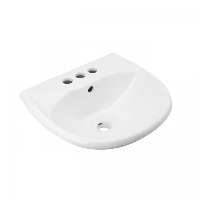 Ondine 16'' White Ceramic Wall-Mount Bathroom Sink with Overflow