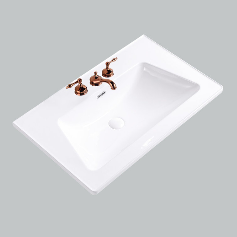 Lydia 31.5'' White Porcelain Rectangular Drop-In Bathroom Sink