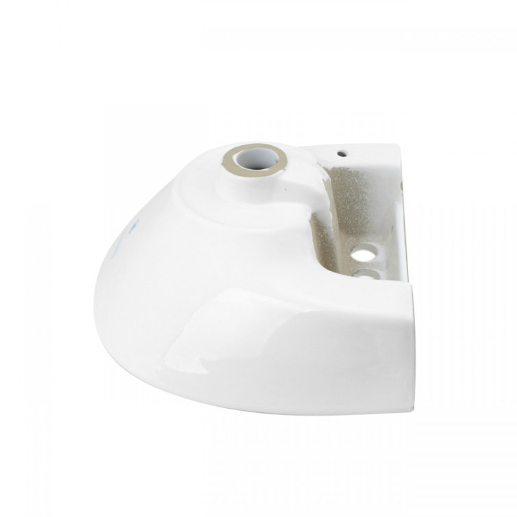 Ondine 16'' White Ceramic Wall-Mount Bathroom Sink with Overflow