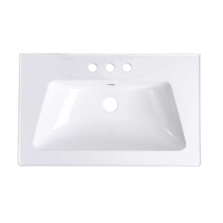 Lydia 31.5'' White Porcelain Rectangular Drop-In Bathroom Sink