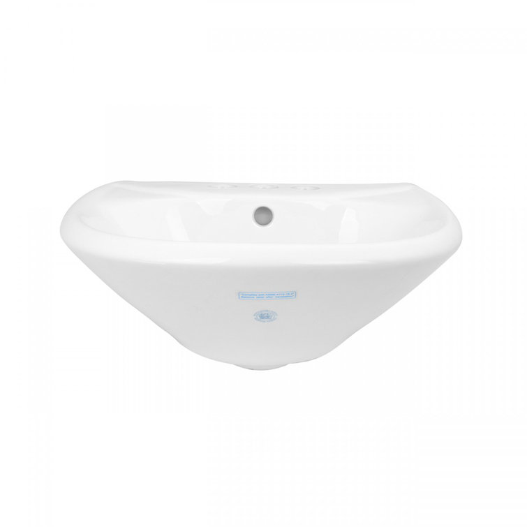 Ondine 16'' White Ceramic Wall-Mount Bathroom Sink with Overflow