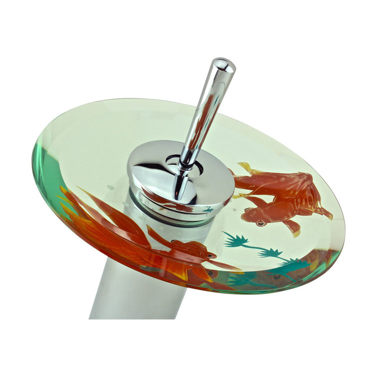 Chrome Plated Koi Fish Glass Waterfall Bathroom Faucet
