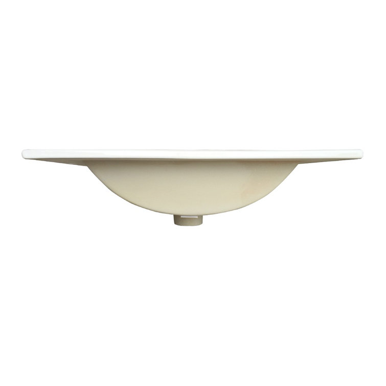 White Ceramic Rectangular Drop-In Bathroom Sink with Overflow