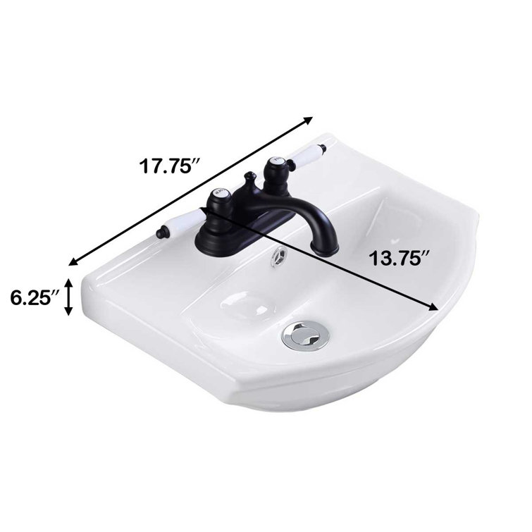 Tahoe White Ceramic Wall-Mount Bathroom Sink with Overflow