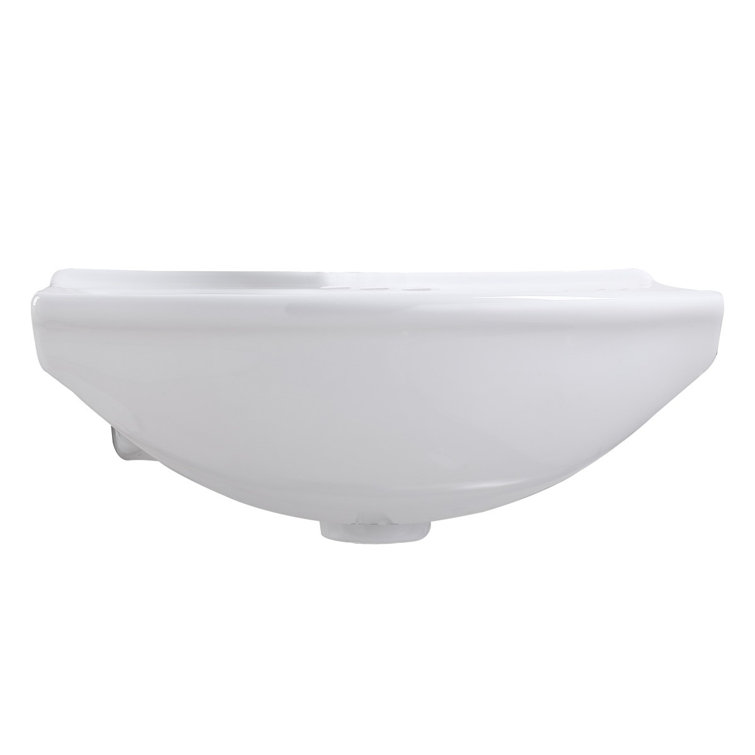 Tahoe White Ceramic Wall-Mount Bathroom Sink with Overflow