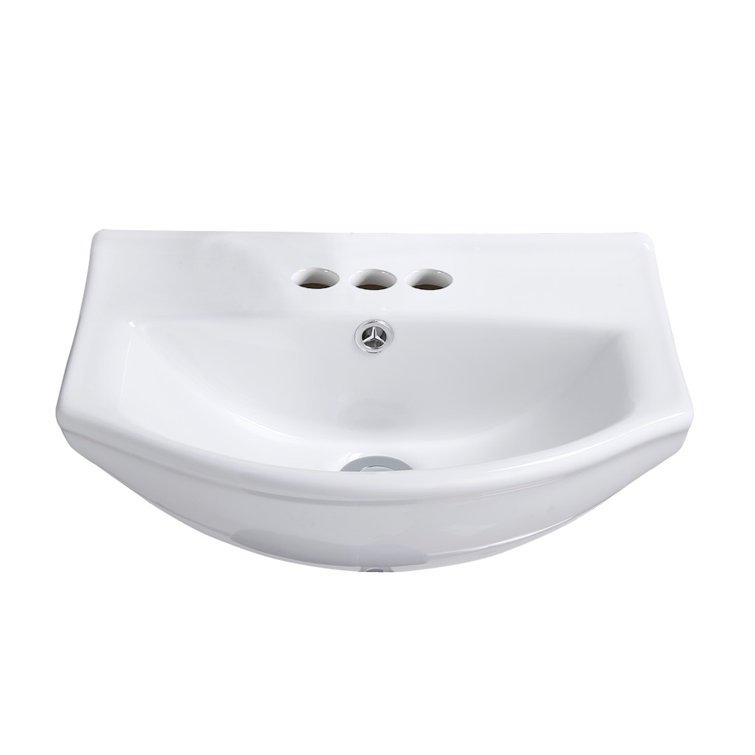 Tahoe White Ceramic Wall-Mount Bathroom Sink with Overflow