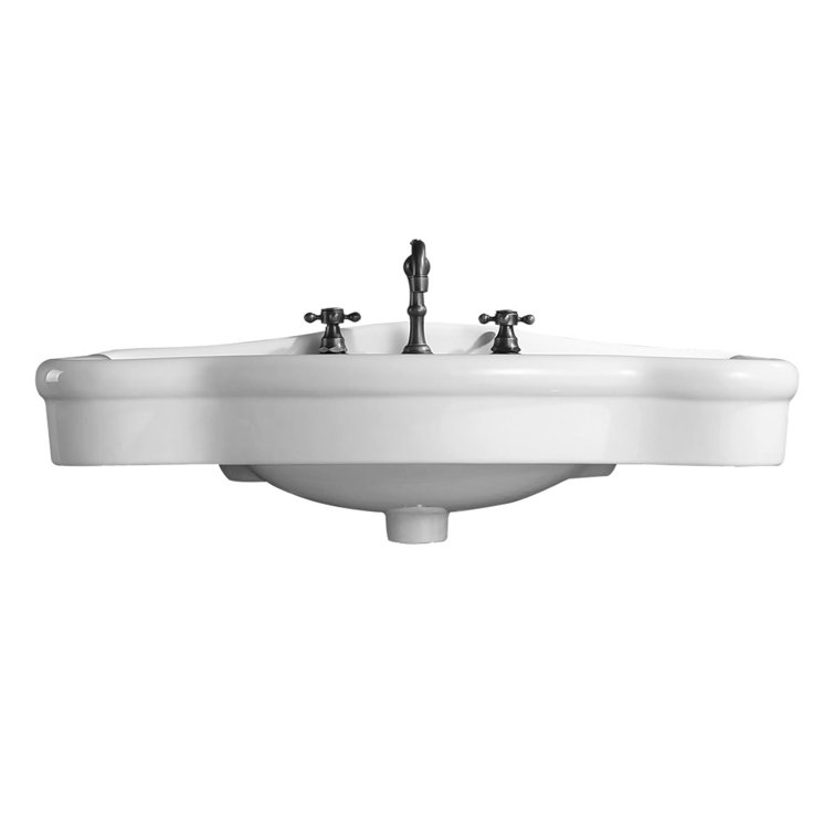 Deluxe White Porcelain Console Bathroom Sink with Overflow