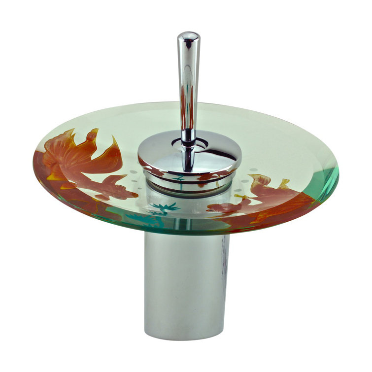 Chrome Plated Koi Fish Glass Waterfall Bathroom Faucet