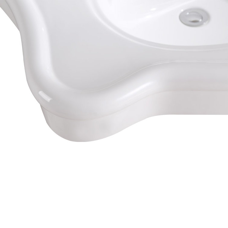 Deluxe White Porcelain Console Bathroom Sink with Overflow
