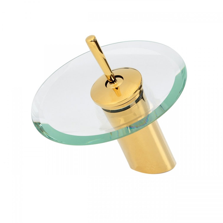 Brass and Clear Glass Waterfall Bathroom Faucet