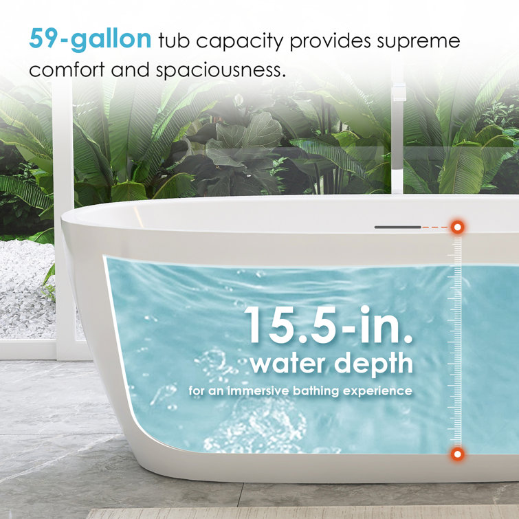 Altair 59" Glossy White Acrylic Freestanding Soaking Bathtub