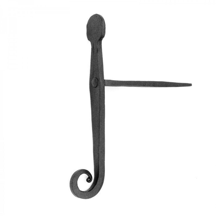 Black Shutter Dog Holders 7" L Wrought Iron Rat Tail Shaped Masonry Mount (Set of 2)