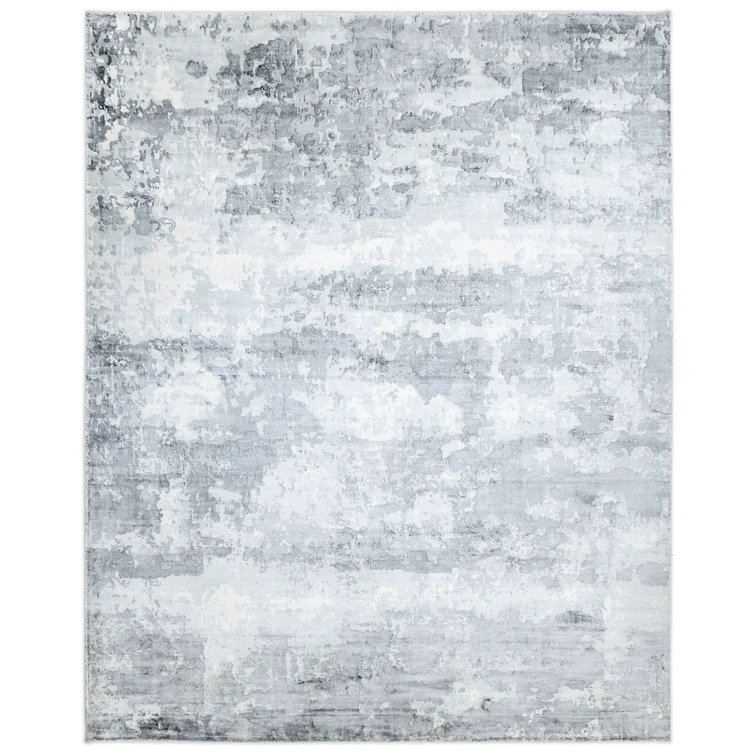 Ivory Abstract Handmade Viscose 9' x 12' Area Rug