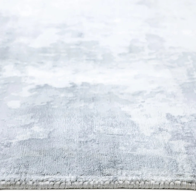 Ivory Abstract Handmade Viscose 9' x 12' Area Rug