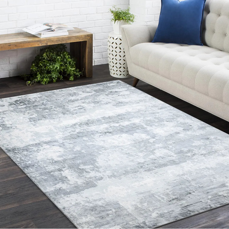 Ivory Abstract Handmade Viscose 9' x 12' Area Rug