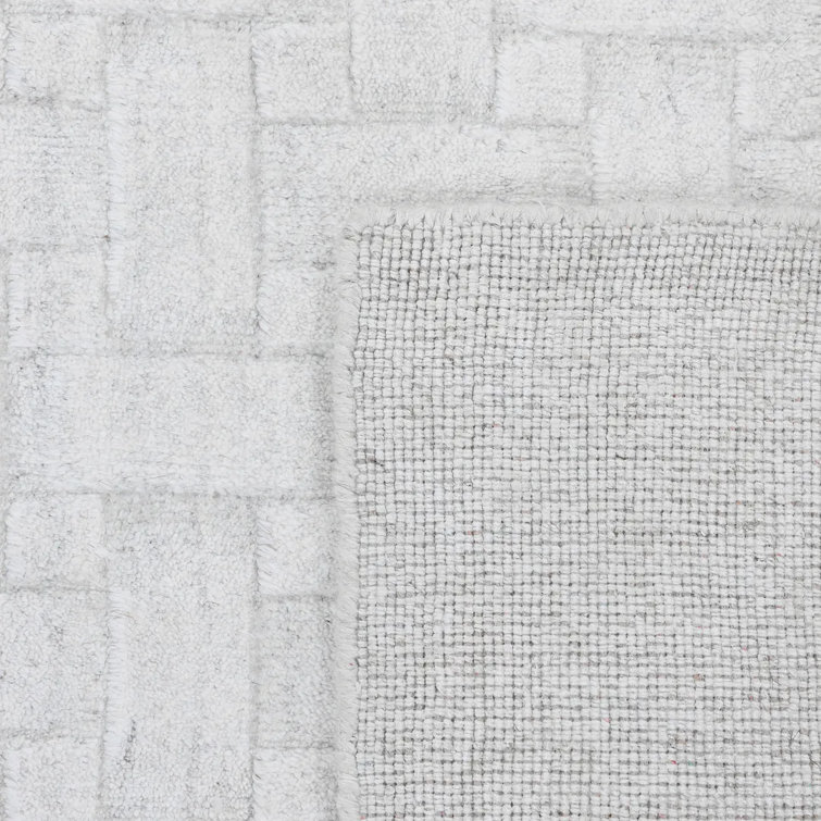 Handmade Gray Wool Basket Weave Runner Rug 2'6" x 8'